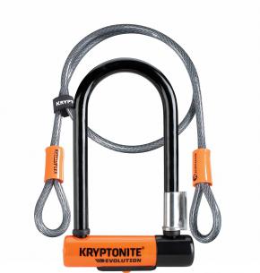 Kryptonite Evolution Mini 7 Lock With 4 Foot Cable And Flexframe Bracket Sold Secure Gold - SkullCycles UK