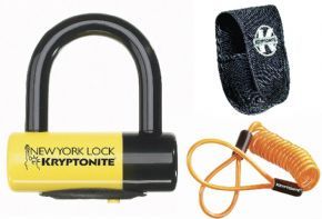 Kryptonite New York Liberty Disc Lock - With Reminder Cable - Yellow Sold Secure Gold - SkullCycles UK