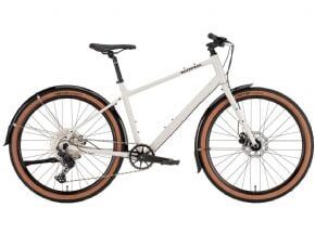 Kona Dew Deluxe 27.5 Urban Bike  2024 X-Large - Gloss Porcelain w/ Charcoal & Cyan Decals - SkullCycles UK